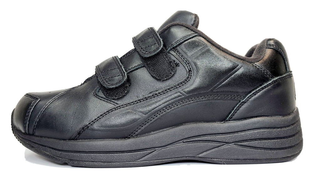 Drew Black Leather Shoes Motion V Women's Size 9W Hook & Loop Closure Orthopedic